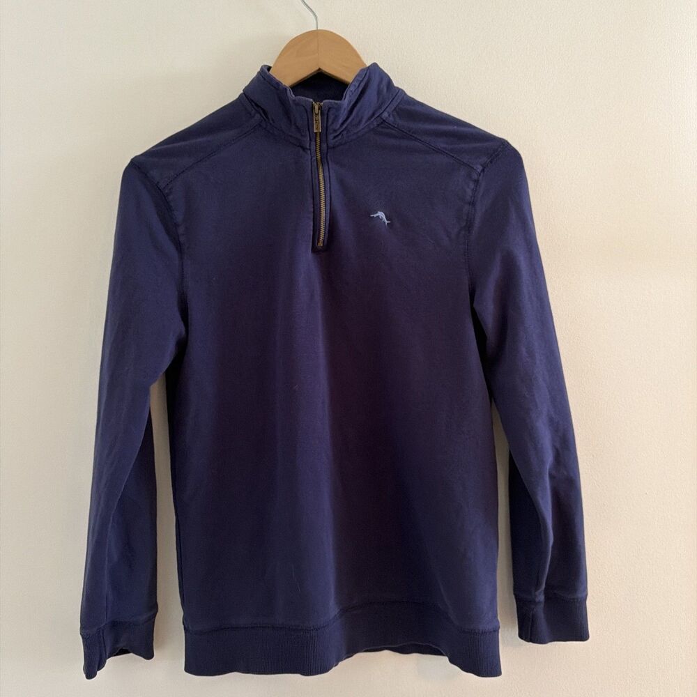 Tommy Bahama Quarter 1/4 Zip Navy Blue Teen Youth XL 14 Cotton